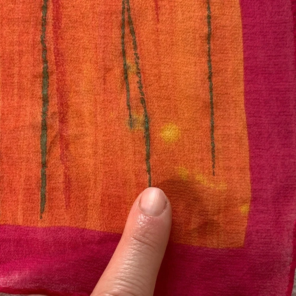 Liz Claiborne pink, yellow, and orange square silk scarf